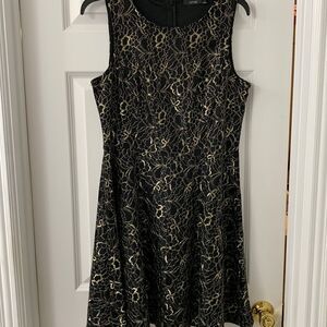 APT.9 Size 12 sleeveless fit & flare party dress.  Black w/gold texture detail.